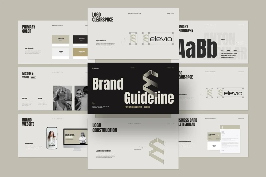 Clean Retro Brand Guideline Presentation Template 1